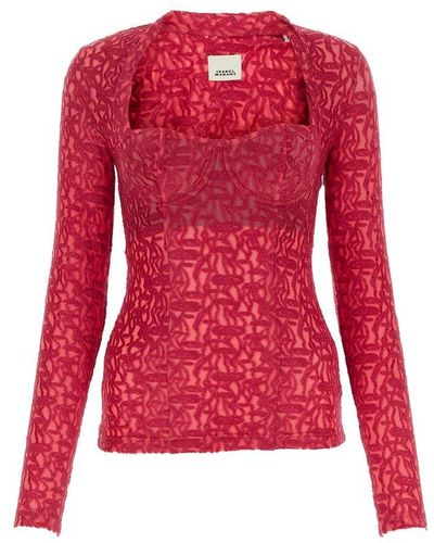 Isabel Marant Squared Neck Lace-embroidered Top