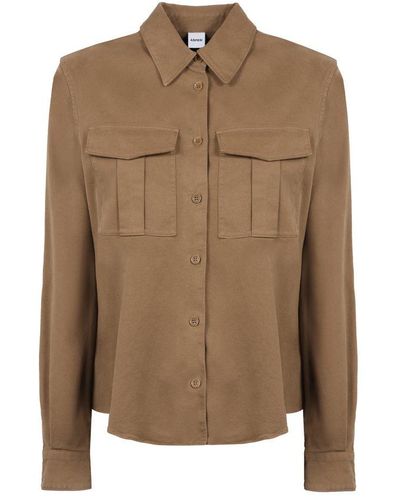 Aspesi Buttoned Colaarless Shirt - Brown