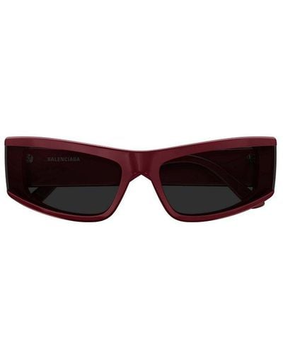 Balenciaga Rectangular Frame Sunglasses - Red