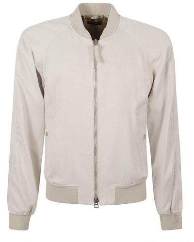Tom Ford Raglan Sleeved Twill Bomber Jacket - White