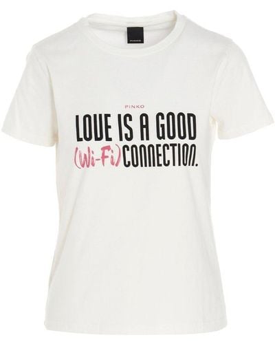 Pinko Lettering Print T-shirt - White