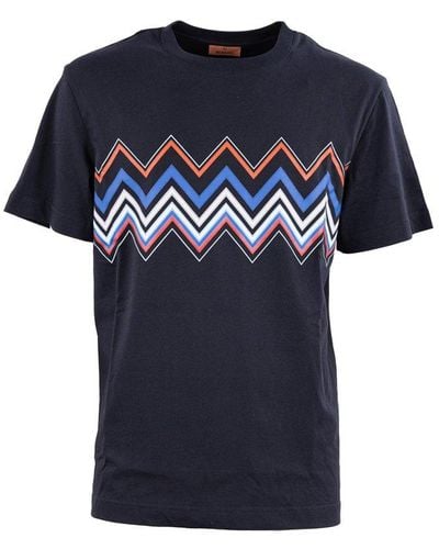 Missoni Zigzag-printed Crewneck T-shirt - Blue