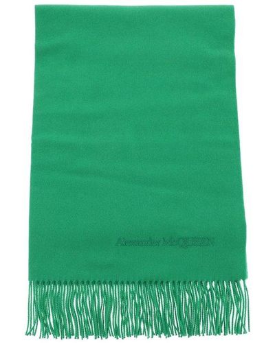 Alexander McQueen Cashmere Scarf With Embroidery - Green