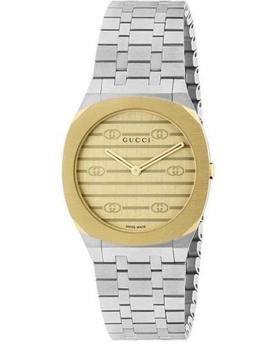 Gucci Ya163405 25h 18ct Yellow Gold-plated Stainless-steel Quartz Watch - Metallic