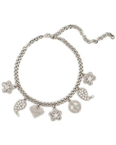 Alessandra Rich Embellished Charm-detailed Necklace - Metallic