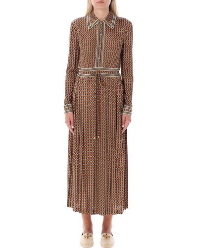 Tory Burch Basketweave Knitted Polo Dress - Brown