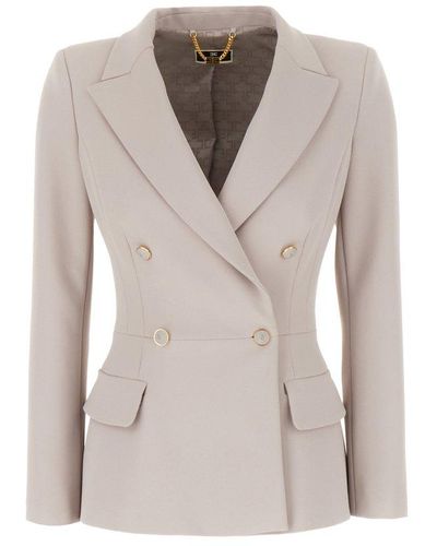 Elisabetta Franchi Double-breasted Tailored Blazer - Natural