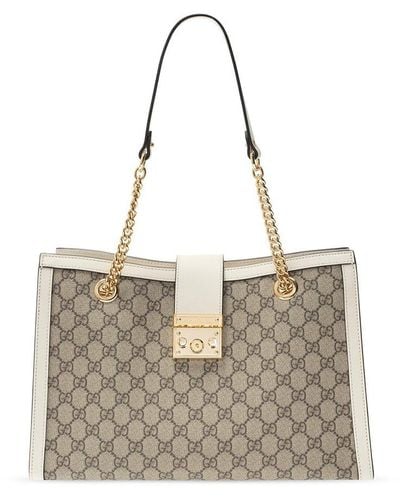 Gucci Padlock Gg Supreme Top Handle Satchel Bag Beigeblackcuir, $2,300, Neiman Marcus