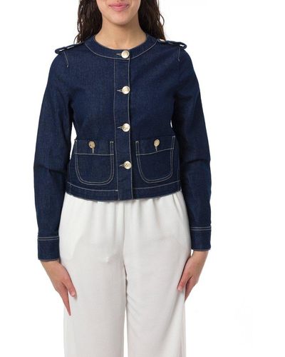 Emporio Armani Contrast Stitched Denim Jacket - Blue