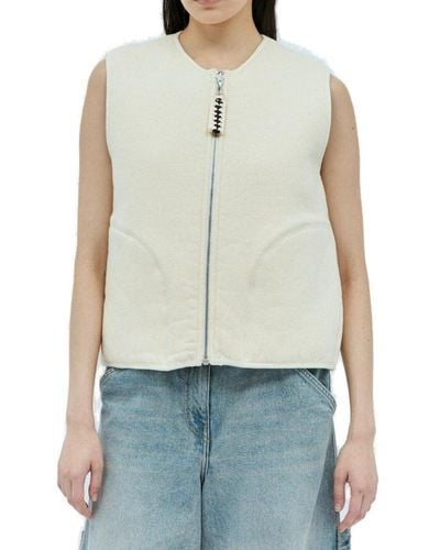 Jil Sander + Zipped Vest - White