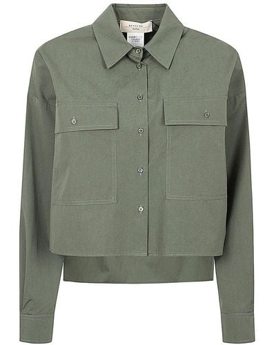 Weekend by Maxmara Straight Fit Long-sleeved Poplin Shirt - Green