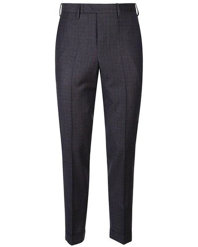 PT Torino Checked Tailored Trousers - Blue