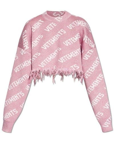 Vetements Oversized Short Sweater - Pink