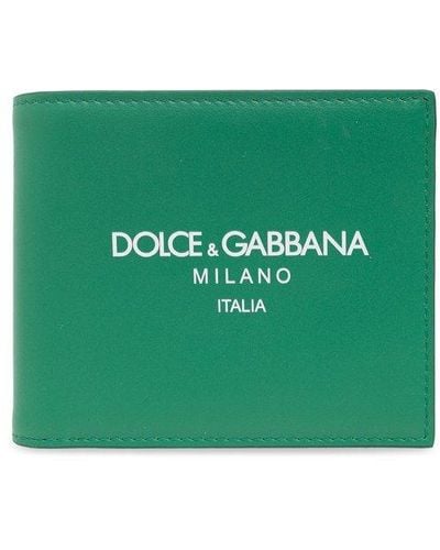Dolce & Gabbana Leather Wallet With Logo - Green