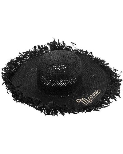 Marni Raffia Hat With Logo - Black