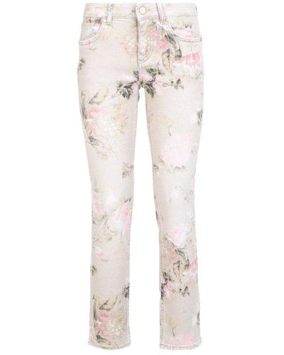 Blumarine Floral Print Skinny Jeans - White