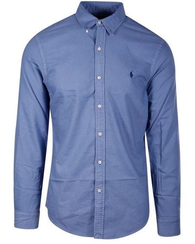 Polo Ralph Lauren Logo-embroidered Buttoned Shirt - Blue
