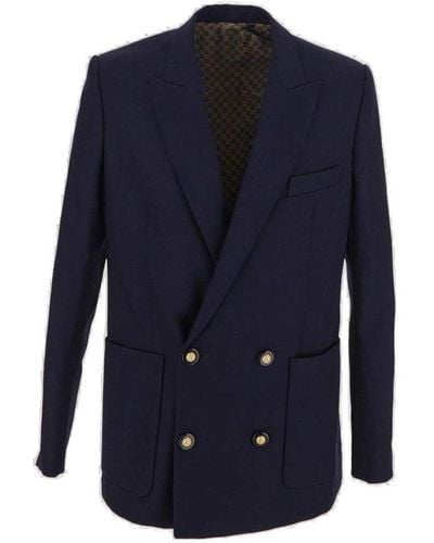 Balmain Double Breasted Jacket - Blue
