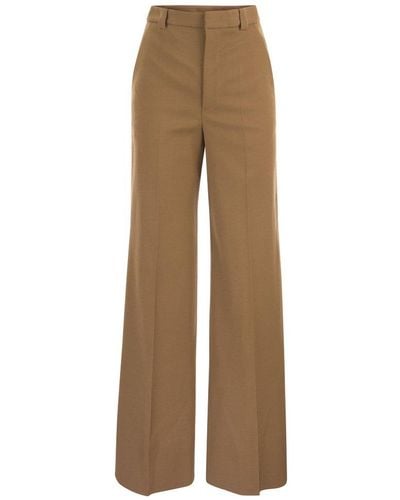 RED Valentino Red Wide-leg Gabardine Trousers - Natural