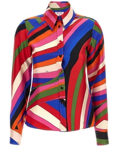 Emilio Pucci Iride-printed Long Sleeved Shirt - Red