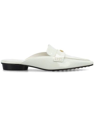 Tory Burch Logo Plaque Slip-on Loafers - White