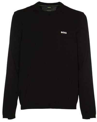 BOSS Logo Printed Regular-fit Sweatshirt - Black