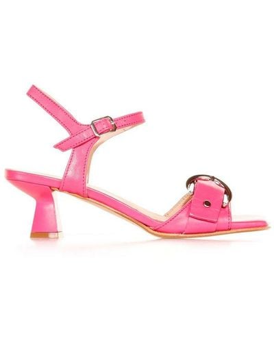 Janet & Janet Buckle Detailed Heeled Sandals - Pink