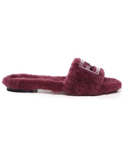 Fendi Sheepskin Slippers - Purple