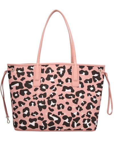 MCM Leopard Print Drawtring Tote Bag - Pink