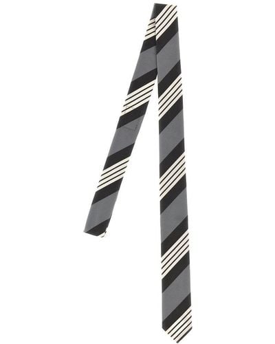 Thom Browne Logo Patch Striped Tie - Multicolour