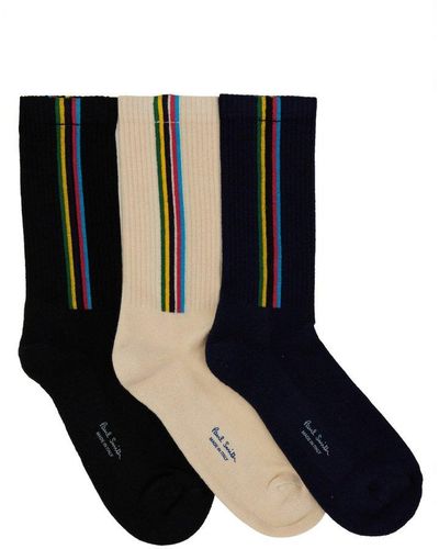 PS by Paul Smith Logo Detailed Pack Of Three Socks - Black