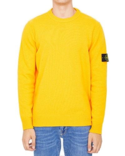Stone Island Orange Crewneck Sweater - Yellow