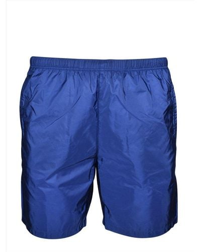 Prada Logo Patch Swim Shorts - Blue