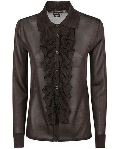 Tom Ford Ruffle Knit Shirt - Black