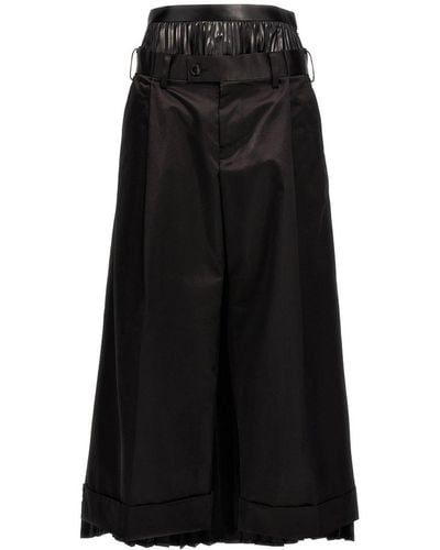 Junya Watanabe Mid-rise Cropped Pleated Trousers - Black
