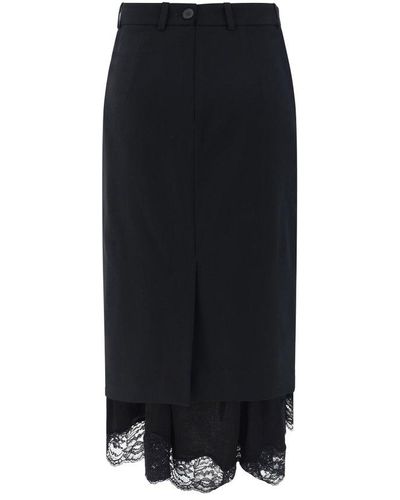 Balenciaga Lace Hem Midi Skirt - Black