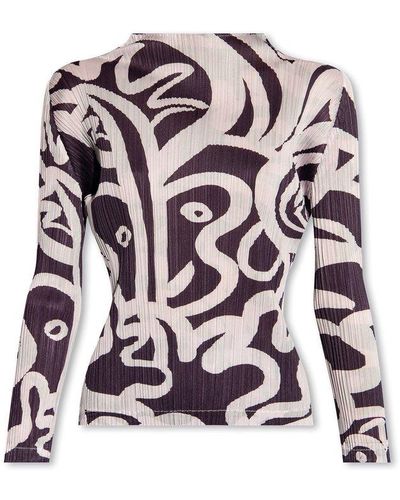 Pleats Please Issey Miyake Patterned Top - Purple