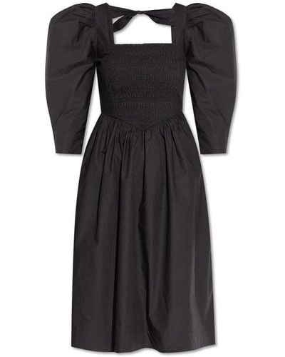 Ganni Dress With Ruching - Black