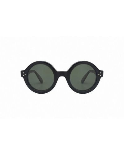 Lesca Phil Round Frame Sunglasses - Black