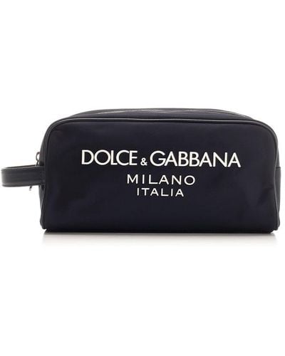 Dolce & Gabbana Dolce Gabbana Logo Printed Beauty Case - Blue