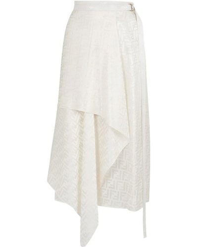 Fendi Ff Motif Satin Skirt - White