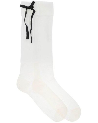 Maison Margiela Knee-high Bow Socks - White