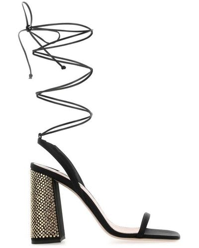 Miu Miu Ankle Tie-fastening Embellished Sandals - Black