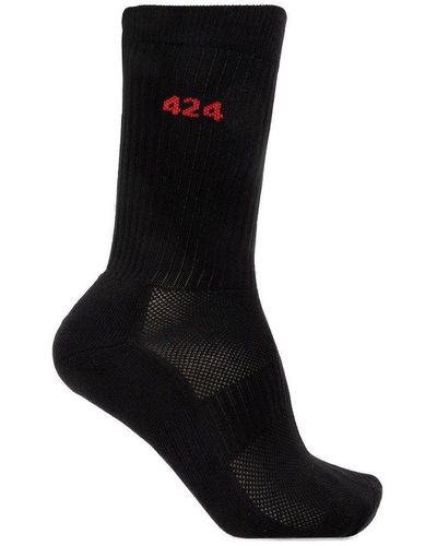 424 Logo Intarsia Socks - Black