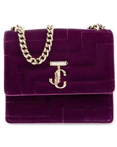 Jimmy Choo Avenue Quad Velvet Shoulder Bag - Purple