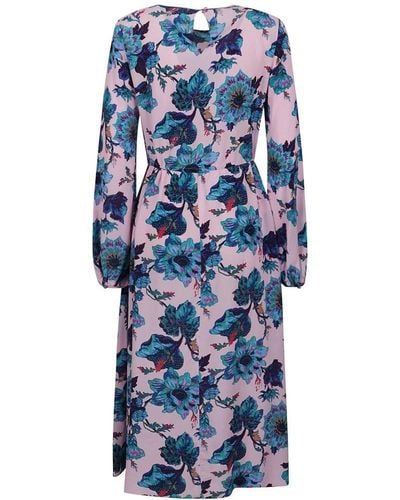 Diane von Furstenberg Floral Print Long-sleeve Dress - Blue