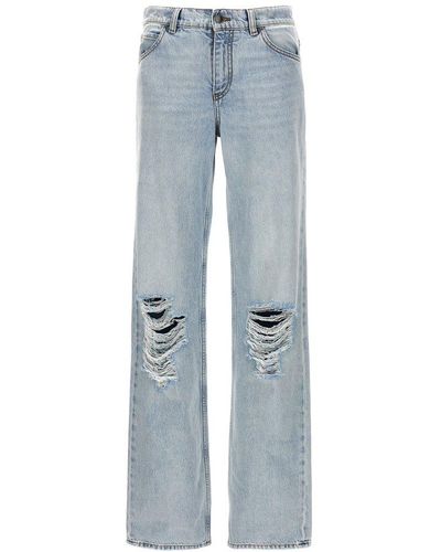 The Row Carel Straight Leg Distressed Jeans - Blue