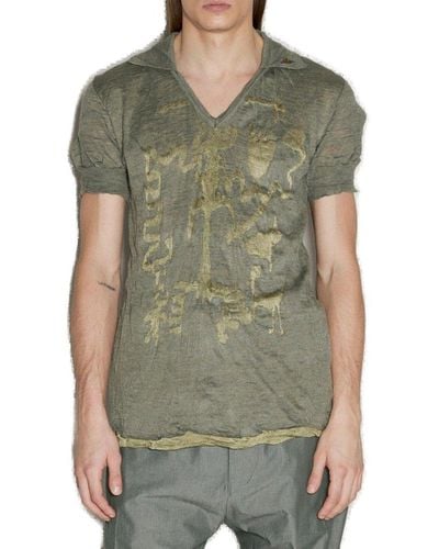 Vivienne Westwood Caveman Knitted Polo Top - Green
