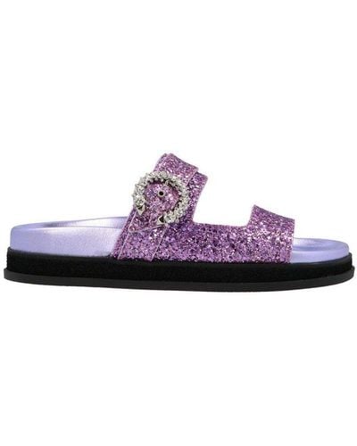Jimmy Choo Dazzling Coarse Glitter Marga Sandals - Purple
