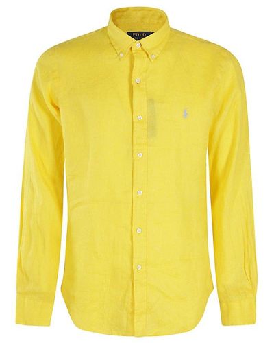 Polo Ralph Lauren Logo Embroidered Poplin Shirt - Yellow